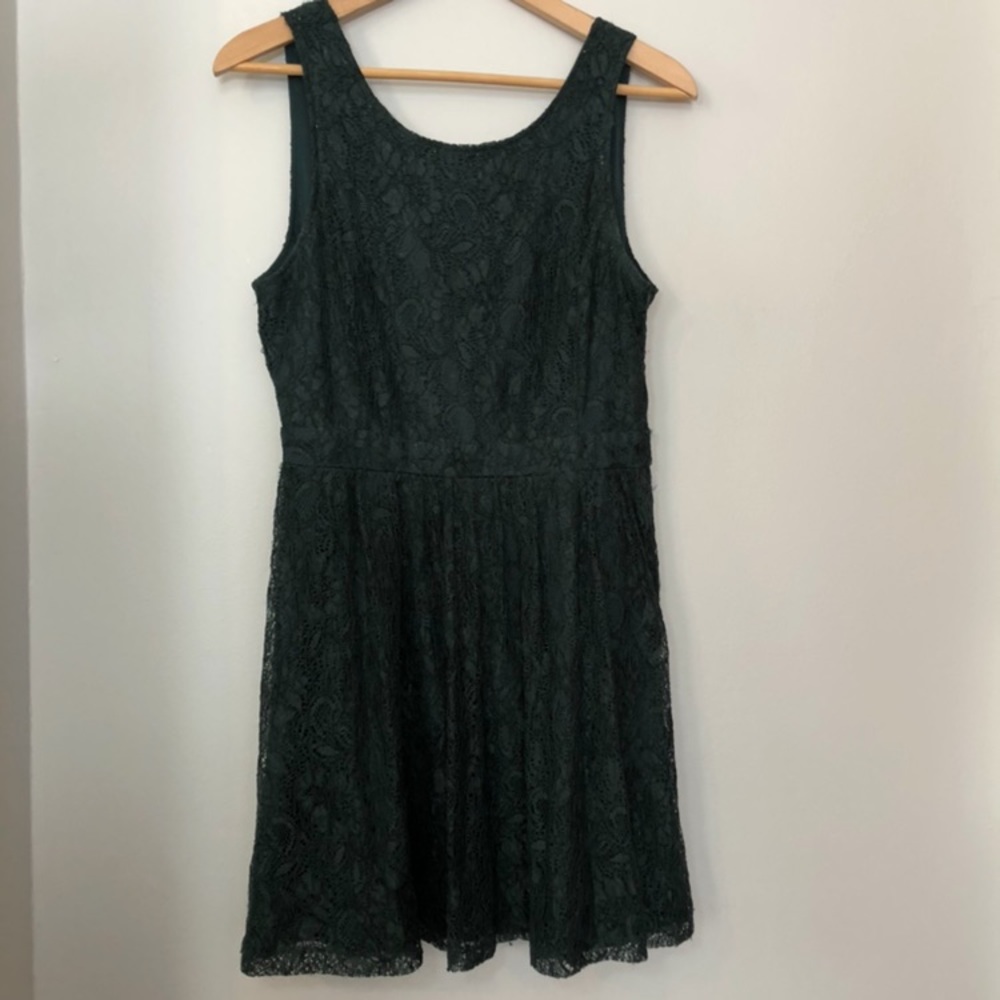 Forever21 Green Lace Dress W/Strappy Back Sz L